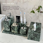 Luxury Marble Bath Set: Shampoo Bottles, Tray & Canister Organizer, Natural Stone Accessories for Home & Hotel Bathroom Decor