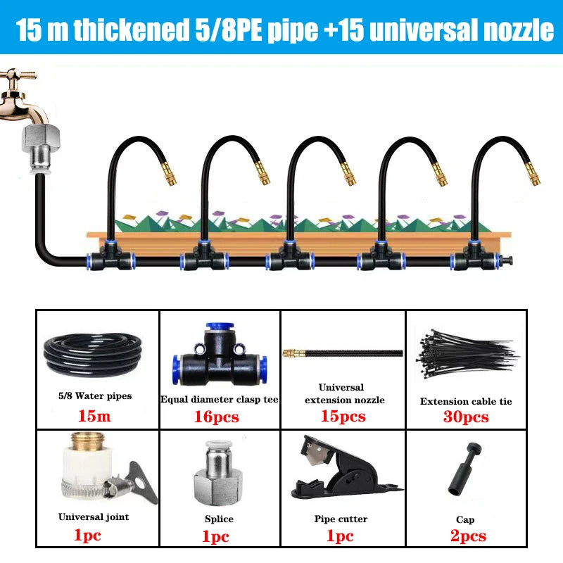 DIY 5-30M Free Bending Universal Spray Kit for Backyard Cooling Humidification Sprayer Garden Flowers Plant Watering Irrigation