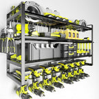 4 Layer Heavy Duty Metal Power Tool Storage Rack,Garage Tool Organizer and Storage with Screwdriver Holder Holder/Hammer Holder