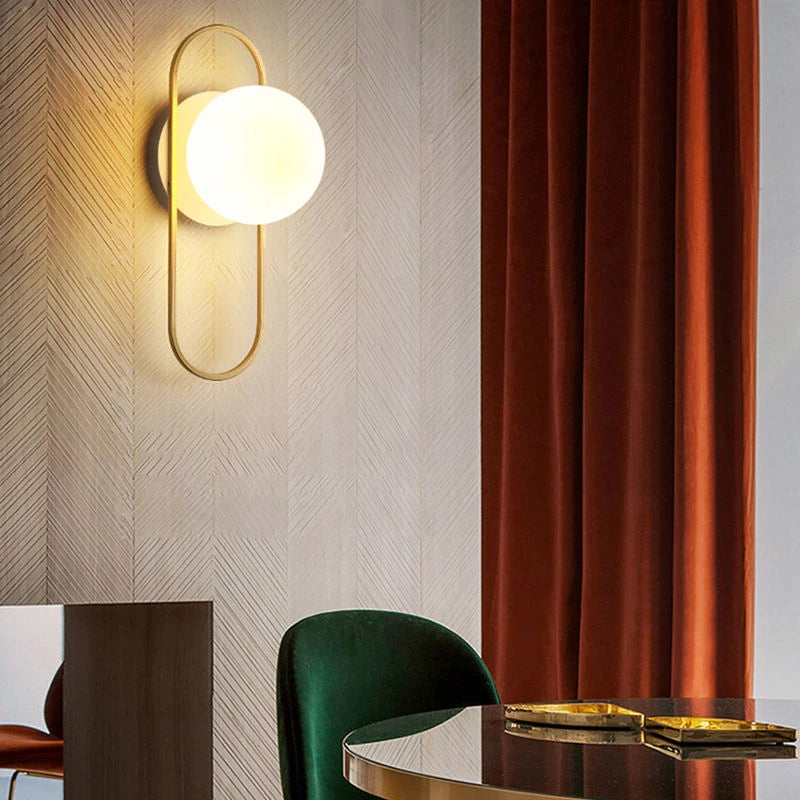 Interior LED Wall Lamps Wall Lighs with G9 Bulb Frosted Glass Ball Black Gold Bedroom LED Wall Sconce for Home Luminuaire Lamp