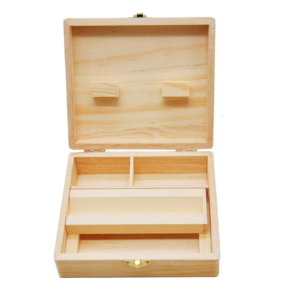 Stash Box Set Smoke Accessories With Rolling Tray Wood Natural Bamboo Storage Container for Herb Jar Grinder Organizer Men Gift