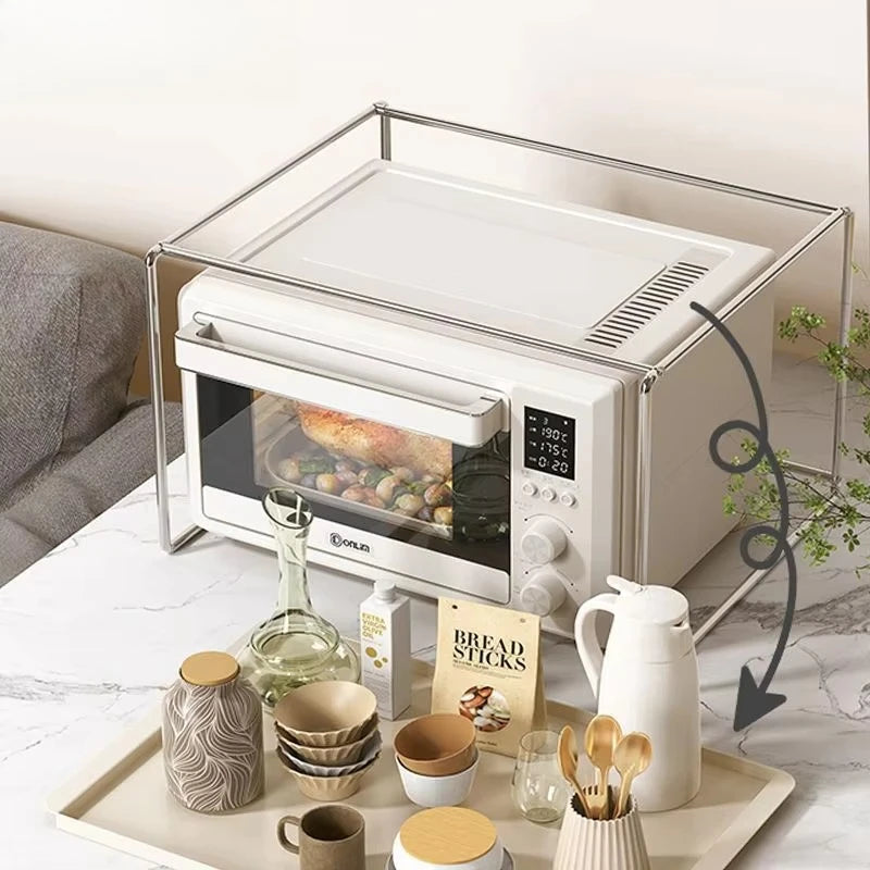 Stainless Steel Kitchen Electric Oven Stand Multi-Function Countertop Organizer Microwave Storage Rack Rice Cooker Support