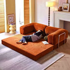 Italian Retro High-End Vacuum-Compressed Corduroy Sofa Bed Foldable Washable Customizable Living Room Sofa