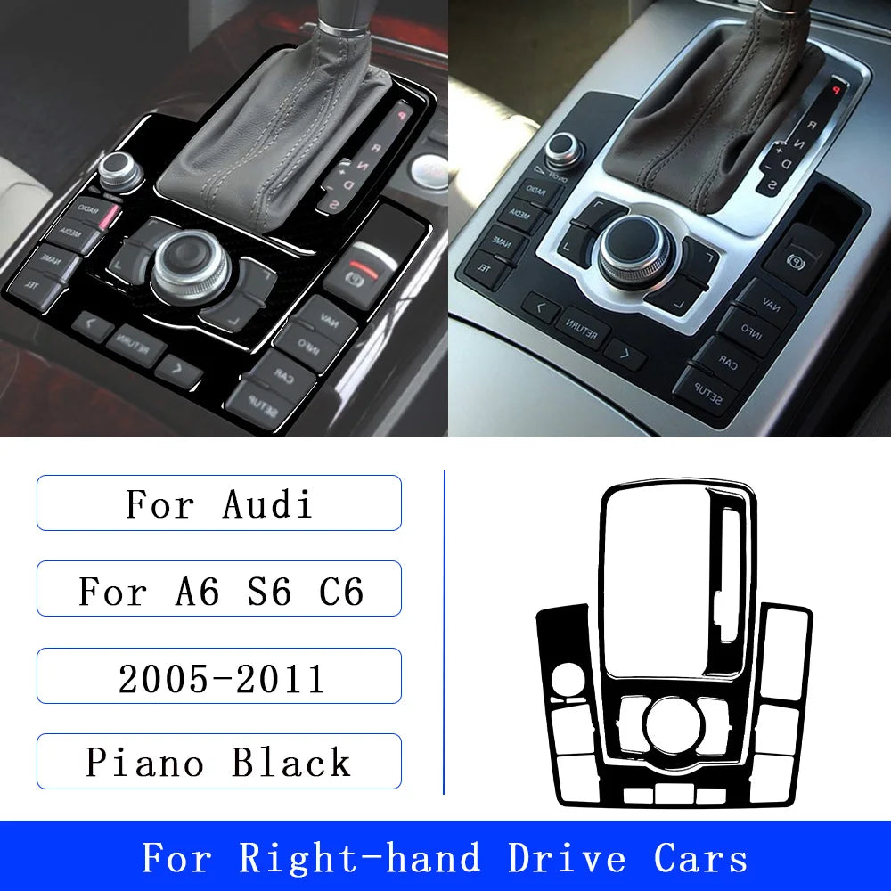 For Audi A6 S6 C6 2005-2011 Piano Black Centre Gear Shift transmission Panel Cover Car inside Trim Accessories Sticker