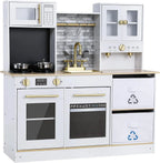 Children's Wooden Kitchen Toy for Children Play Kitchen with Simulated Light and Sound Effects, Doll Kitchen with Accessories