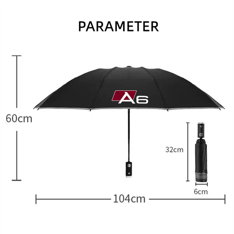 Car Umbrella With LED Flashlight Reflective Stripe Reverse Umbrella for audi sport RS A1 A3 A4 B7 B8 A5 A6 A7 A8 Q3 Q5 Q7 Q8 TT