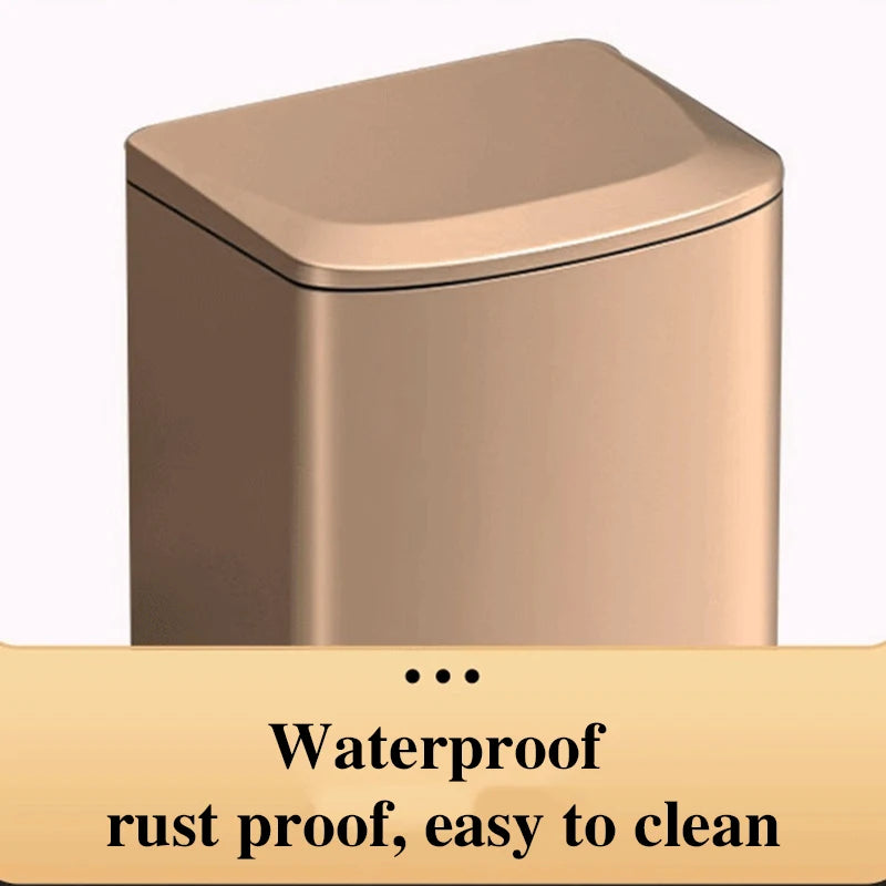 Kitchen Waste Bins Stainless Steel Wastebin Foo Waste Disposal Baskets Anti Odor Garbage Bin Office  Wastebasket Large Capacity