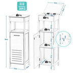 32x99x30cm White Bathroom Cabinet 4 Levels with Door Adjustable Shelf Standing Corner Cabinet for Living Room Hallway