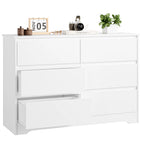 Getone White Chest of Drawers Bedroom Dresser, Bedroom Storage Cabinet with 6 Drawers Sideboard for Living Room 120x40x82cm