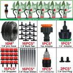 KESLA Greenhouse 5-50M Drip Irrigation System Automatic Watering Garden Hose DIY Micro Drip Watering Kits w/ Adjustable Drippers