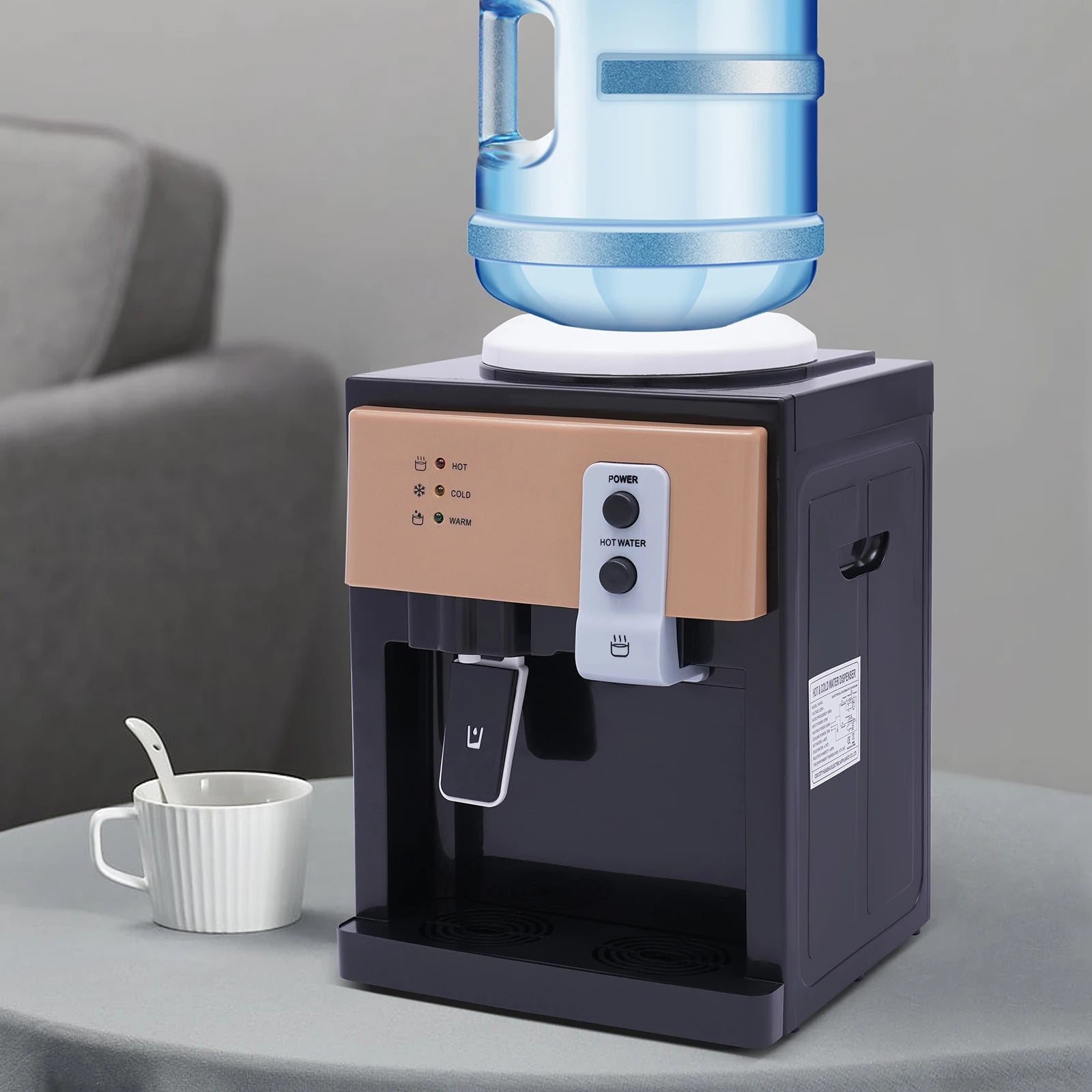 3-Temperature Control Water Dispenser with 1.2-5 Gallons Tank Stainless Steel Top Loading Fast Hot/Cold/Warm Water US/EU Plug