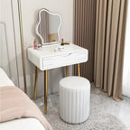 Modern Luxury Dresser Set With Mirror And Lights Mirror Drawer Solid Wood Small Apartment Room White Makeup Furniture Design
