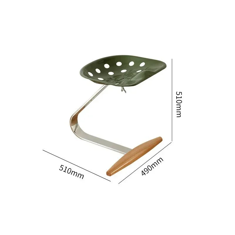 Metal Seat Solid Stainless Steel Stem Steam Treated Beech Wood Base Mezzadro Low Stool Ready Made Foot Rest Italy Stool