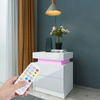 Bedroom LED Nightstand Bedside Table Large Capacity RGB Light Storage Nightstand Cabinet with 2 Drawers for Bedroom Nightstand