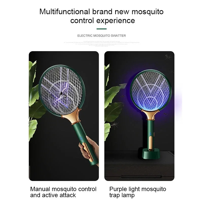 Mosquito Racket 2 In 1 USB Rechargeable Fly Zapper Swatter Lamp Seduction Trap Summer Night Baby Sleep Protect Tools