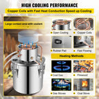 SucceBuy 3 5 8 Gal Alcohol Distiller Alambic Moonshine Still Stainless Copper DIY Home Brew Water Wine Essential Oil Brewing Kit
