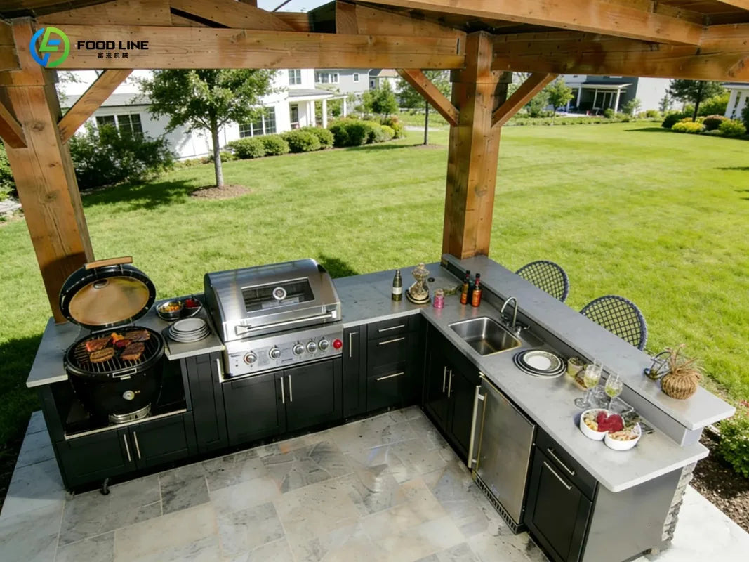 Custom Unique French Outdoor Kitchen Cabinet Set Stainless Steel Waterproof Barbecue Kitchen Outdoor Storage Cabinet