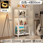 Display Cabinet Acrylic Curio Cabinet with Lock Glass Display Cabinet Natural Bamboo  Glass Cabinet Easy to Install，With Lights