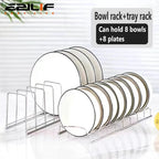 Stainless steel bowl and dish storage artifact, desktop drain rack, kitchen storage rack, bowl and dish storage bracket