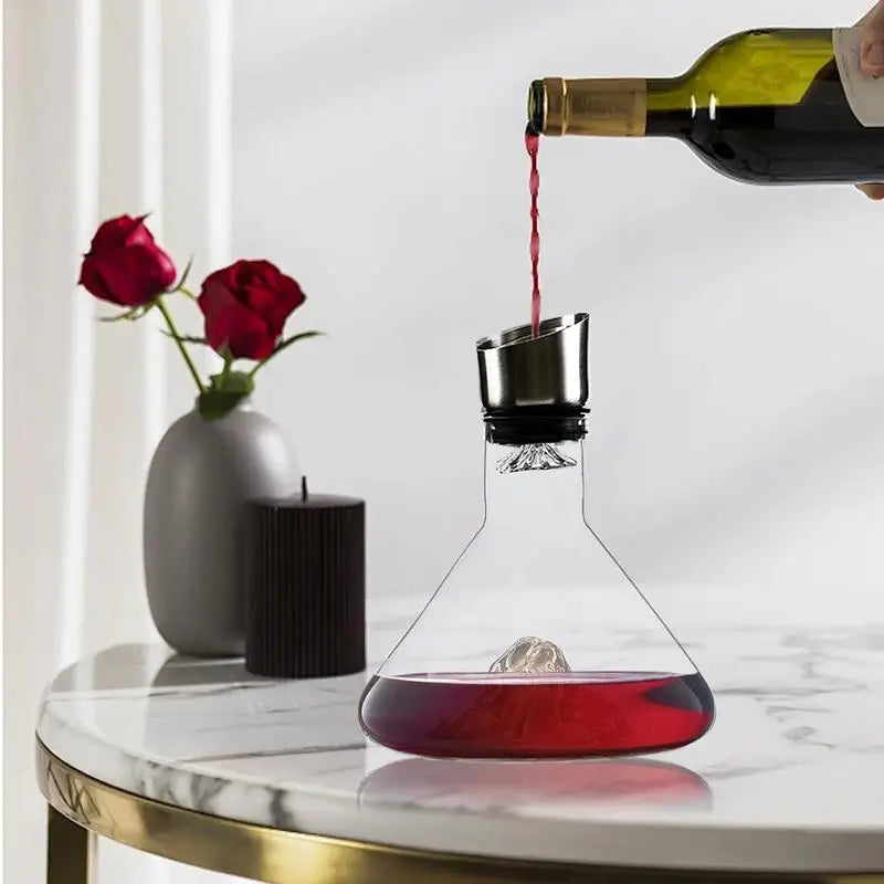 Wine Decanter Built-in Aerator Pourer Wine Carafe Red Wine Decanter Hand-blown Crystal Glass Wine Hand-Held Aerator 1500ML