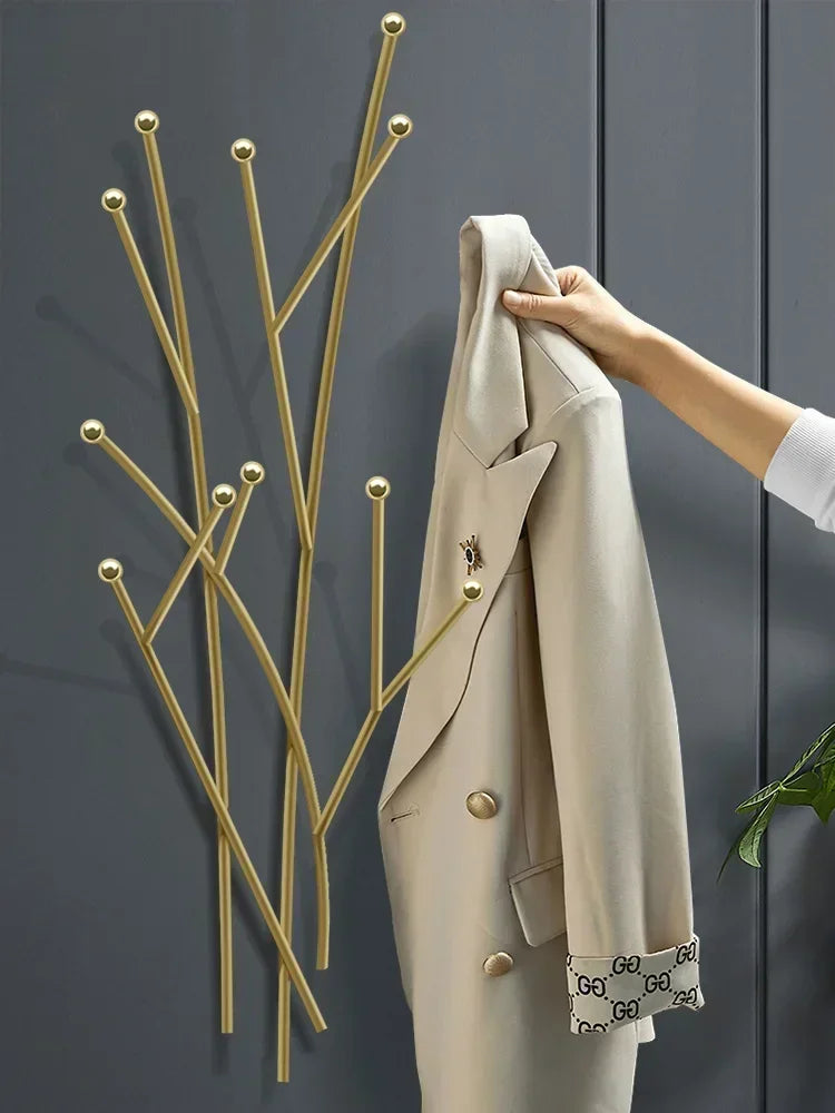 Nordic Clothes Hat Rack  Creative Wall Hanging Hooks, Simple Bedroom Coat Hanger, Light Luxury Design, Bathroom Organizer