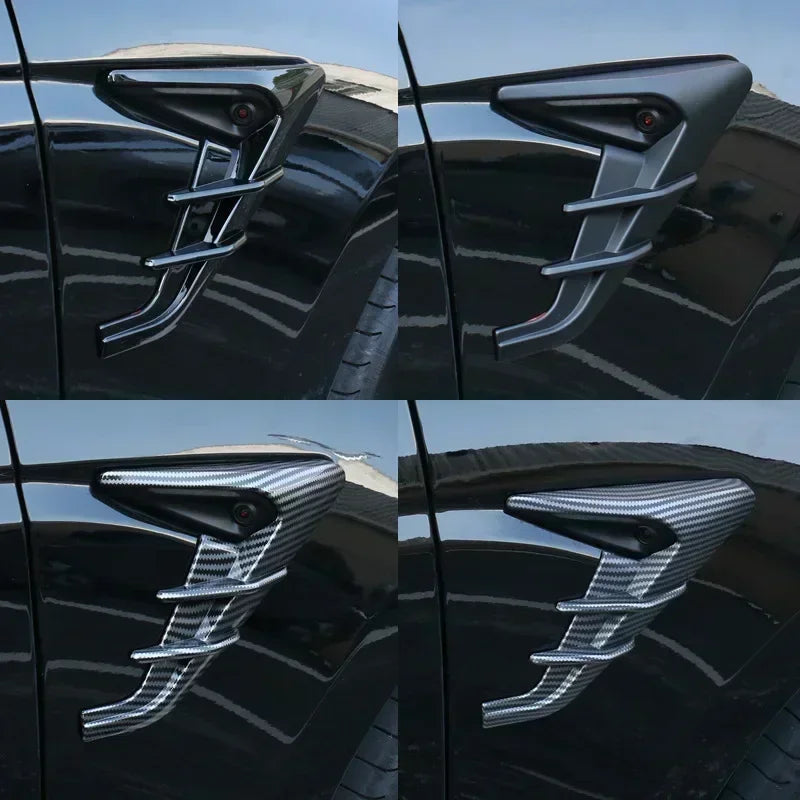 For Tesla Model Y Juniper Model 3 Highland Car Side Camera Protector Covers Carbon Fiber Flank Spoiler Wing Decorative Guards