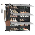 SONGMICS Interlocking Shoe Rack with Doors, 24-Pair 6-Tier Shoe Organizer, Steel Frame and Plastic Shelves