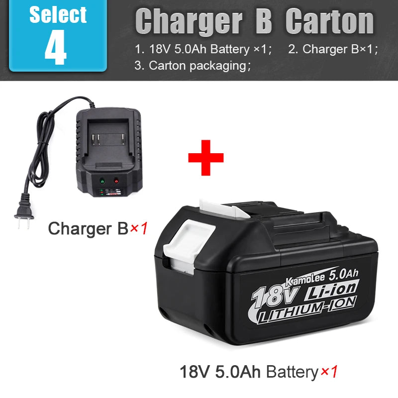 Kamolee 18V 5000mAh Li-ion Battery BL1860 Hand drill Battery Power tools Support Kamolee tools