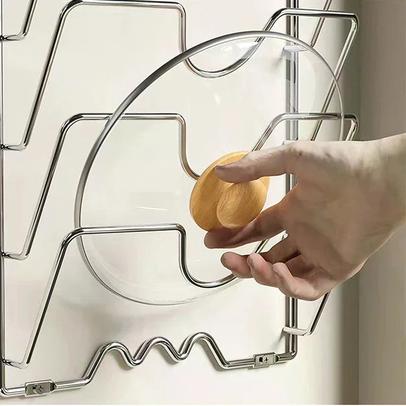 Kitchen Organizer Rack Wall Hanging Pot Cover Rack Five-Layer Pot Lid Metal Rust-Free Multifunctional Rack Pot Lid Storage Rack
