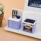1 Set Dollhouse Miniature Simulation Kitchen Utensils Gas Stove Model Kitchen Accessories For Doll House Decor Pretend Play Toys
