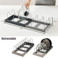 6 grids Kitchen Cabinet Organizers for Pots and Pans Expandable Stainless Steel Storage Rack Cutting Board Drying Cookware Shelf
