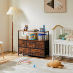 JHK Shoe Cabinet Dresser With 5 Fabric Drawers Toy Storage TV Stand Multilayer Shoe Rack Space Saving Cabinet Of Home Furniture