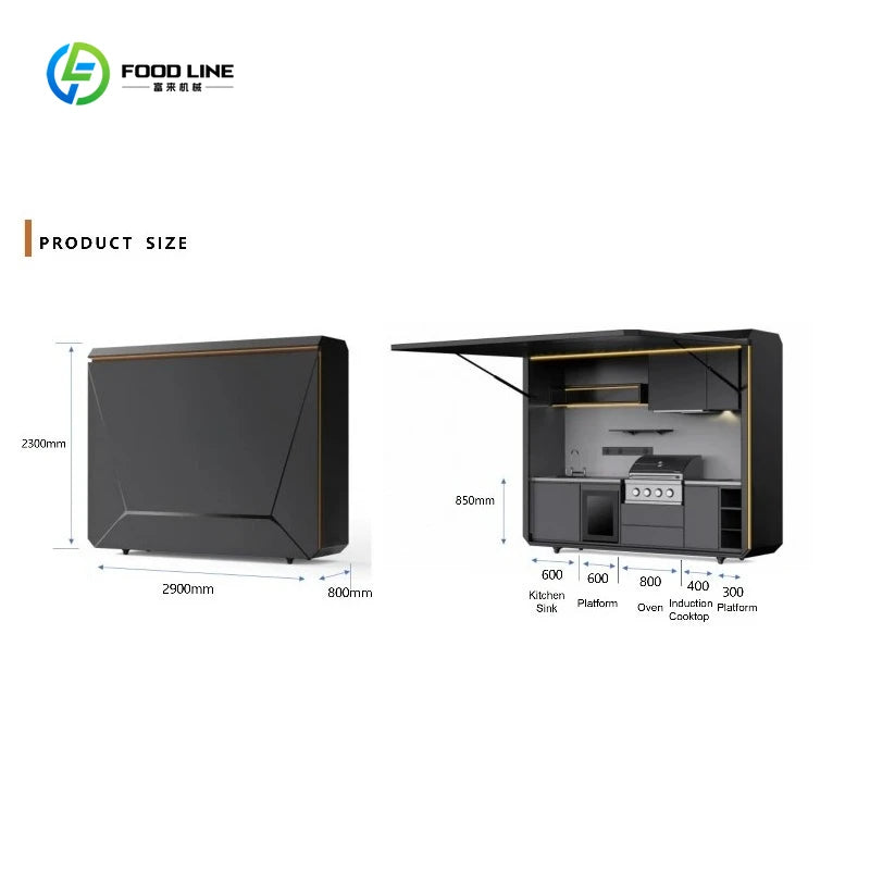 Customized Luxury Premium Style Outdoor Kitchen Movable Kitchen Easy Install Combined Sink and Fridge for Backyard Gatherings