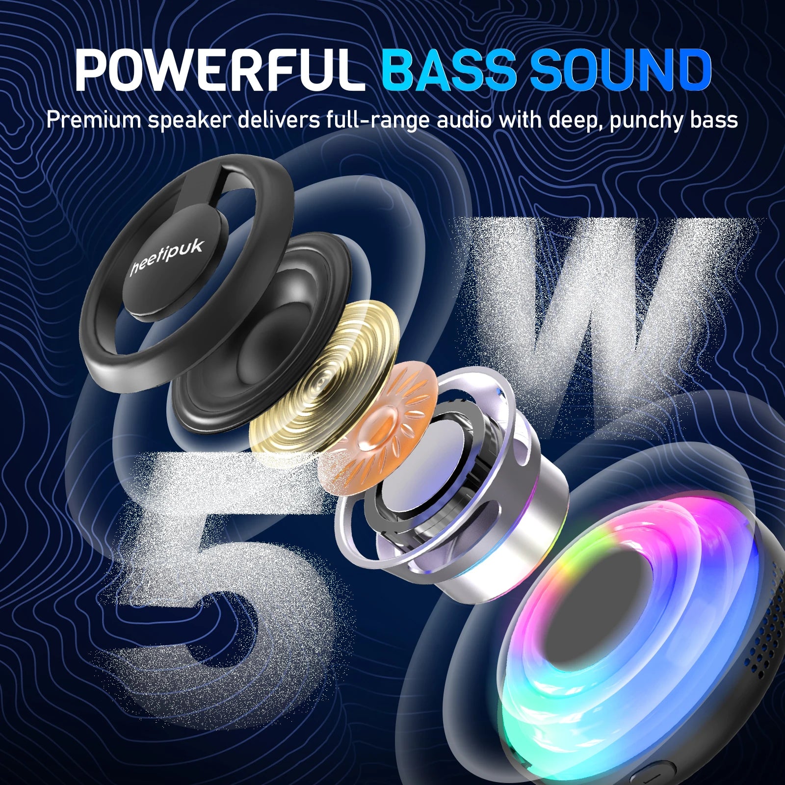 Cyber Style Magnetic Wireless Mini Speaker, 5.1 Surround Sound, High Definition Audio, Dual Stereo Bass,USB Type-C Charging,