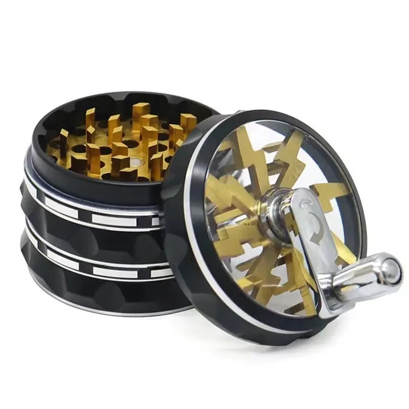 2.5inch Handle Herb Grinder Large 4-layer Manual Pepper Salt Mortar Spice Mill Raw Grass Tobacco Grinder Cigarette Smoking Tool