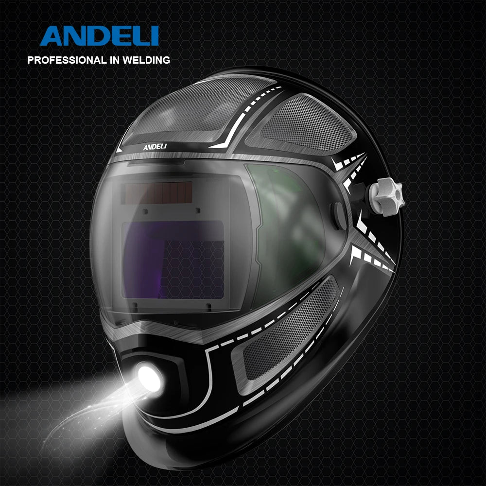 ANDELI Auto Darkening Welding Helmet Large Viewing True Color Solar Powered Welding Mask for TIG MIG ARC Grinding Welder