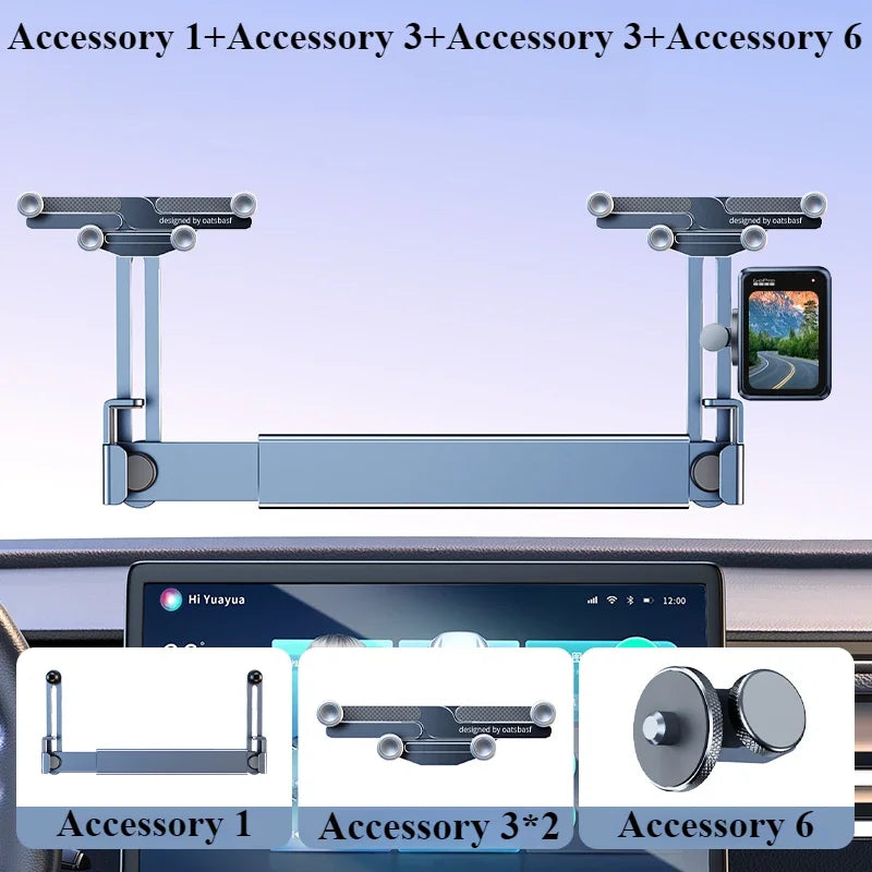 Hipacool Dual-position Car Screen Phone Holder Bracket Aluminum Alloy Adjustable for Tesla Model 3 Highland Y Car Accessories