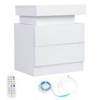 Bedside Table Large Capacity RGB Light Storage Nightstand Cabinet with 2 Drawers for Bedroom 45 x 35 x 52cm