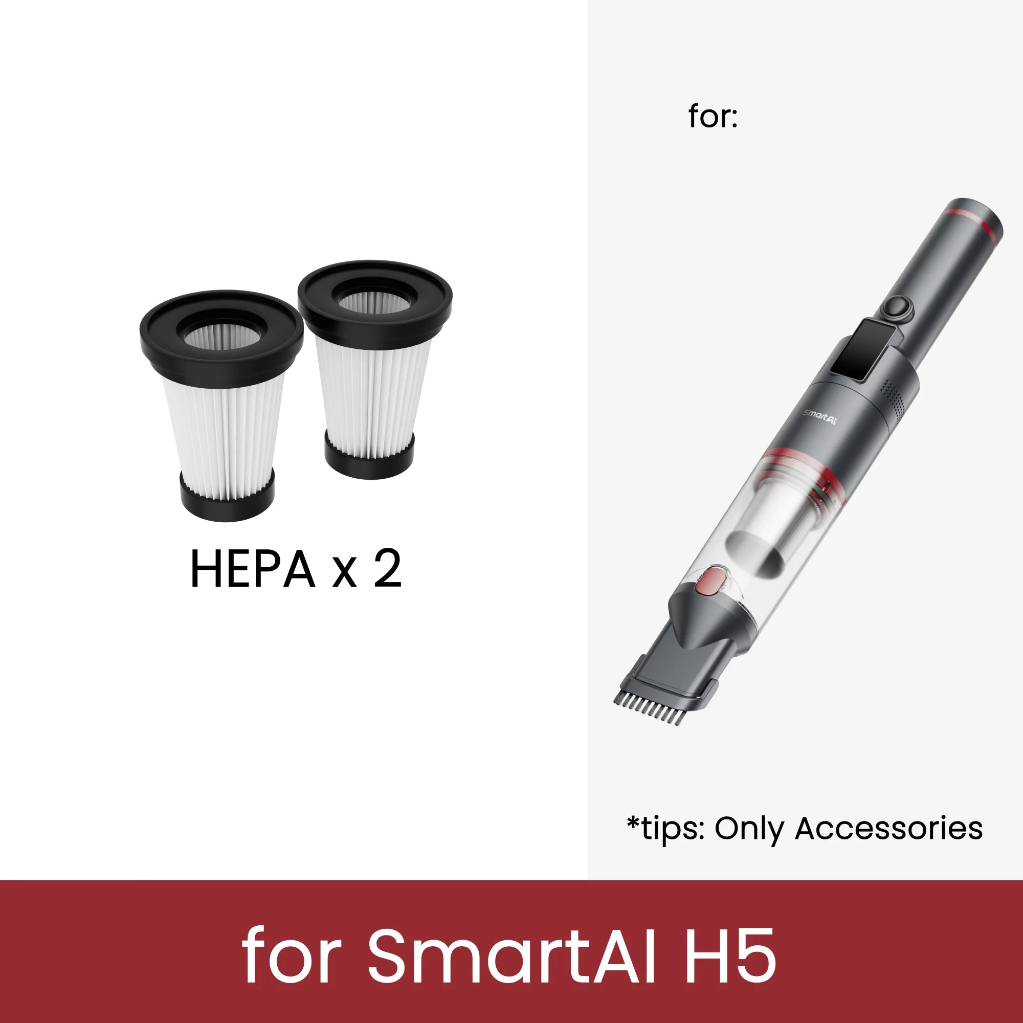 Original accessories for vacuum cleaners SmartAI battery/HEPA filters/telescopic Tube, compatible only with SmartAI vacuum cleaners
