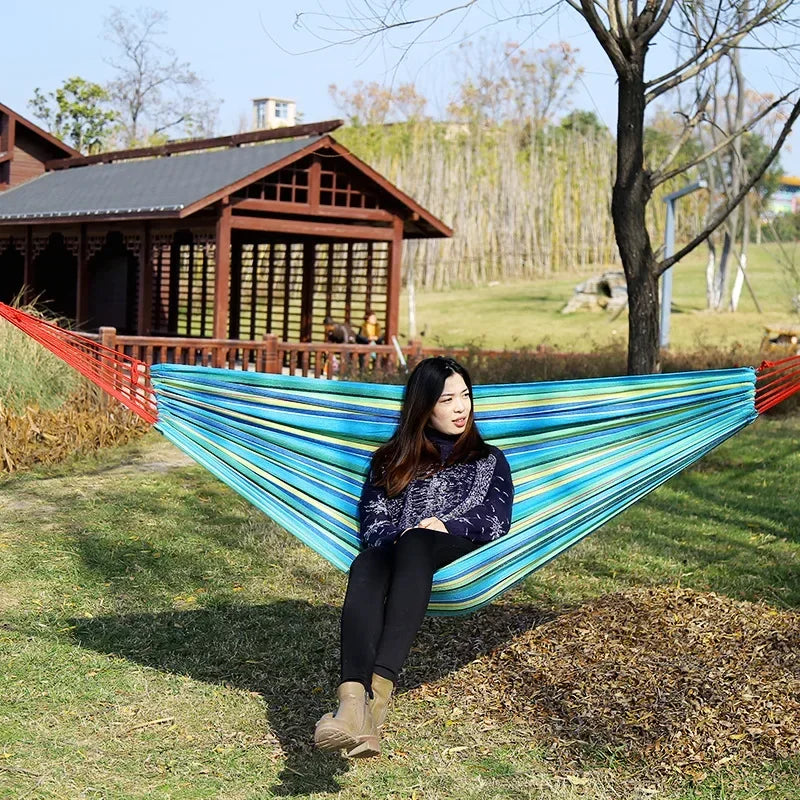 Red Canvas, single, double hammock outdoor camping indoor children's swing thickened striped camping hammock