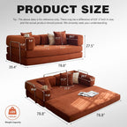 78.8" Convertible Compression Sofa: Corduroy Modular Bed, Arms & Backrest