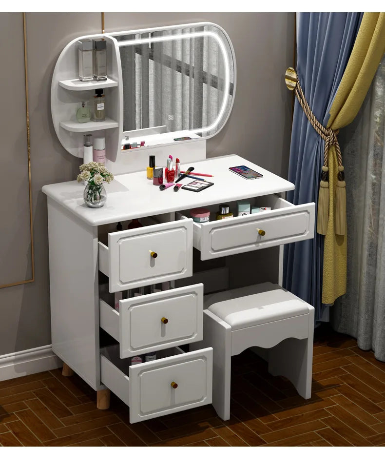 Hot Selling Kids Small New Design Wooden Vanity Mirror Dold Green White Makeup Glass Modern Dresser Dressing Table