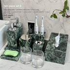 Luxury Marble Bath Set: Shampoo Bottles, Tray & Canister Organizer, Natural Stone Accessories for Home & Hotel Bathroom Decor