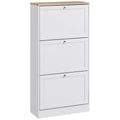Homcom Hallway Shoe Rack Furniture with 3 Folding Drawers 60X23.5X115Cm White