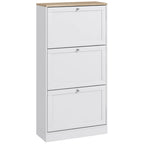 Homcom Hallway Shoe Rack Furniture with 3 Folding Drawers 60X23.5X115Cm White