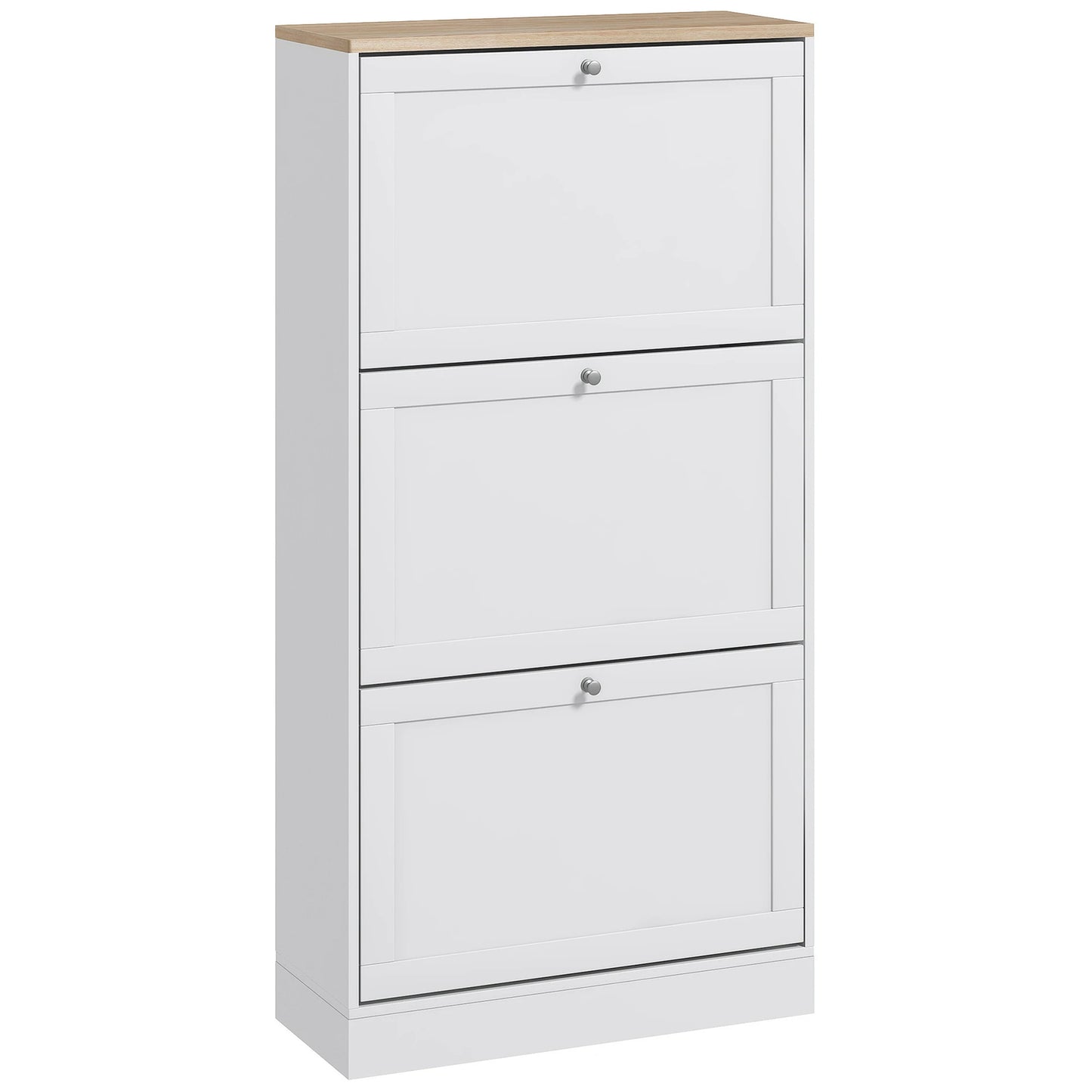 Homcom Hallway Shoe Rack Furniture with 3 Folding Drawers 60X23.5X115Cm White