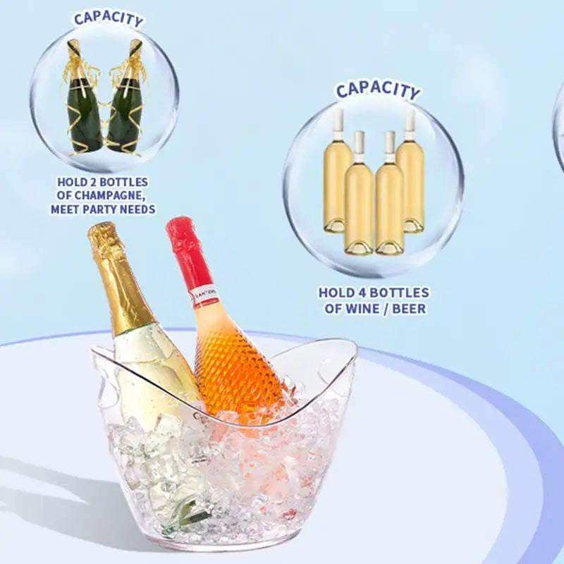 clear Bucket Multifunctional Drink Tub with Scoops Included Large Cooling Ice Bucket for Champagne Wine Beer Bar Supplies