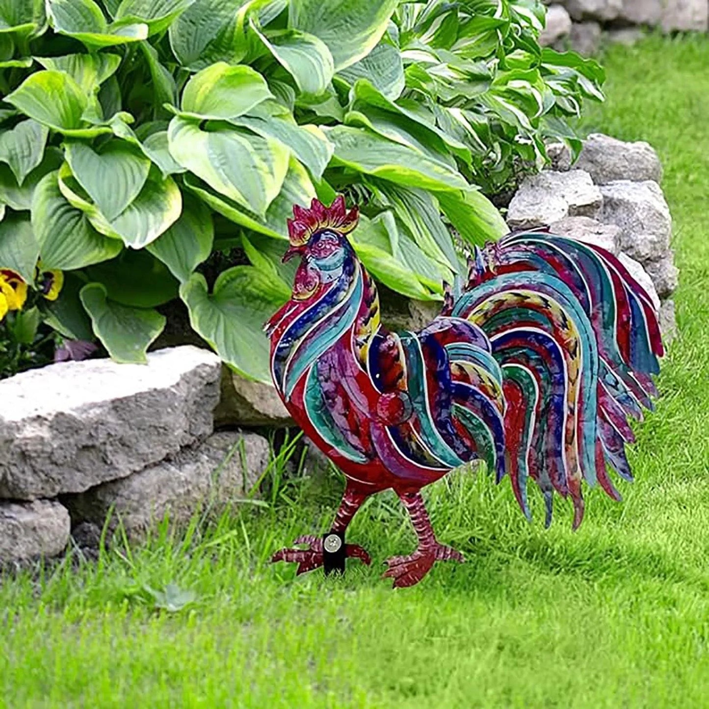 Realistic Chicken Statues Metal Rooster Animals Stakes Sculptures Decor Home Art Decor For Backyard Patio Floor Plug