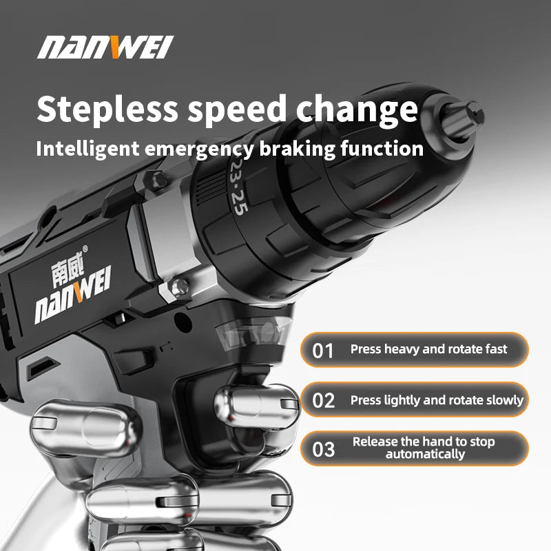 NANWEI Rechargeable Hand-held Electric Mini Screwdriver Multifunctional Impact Drill for home use