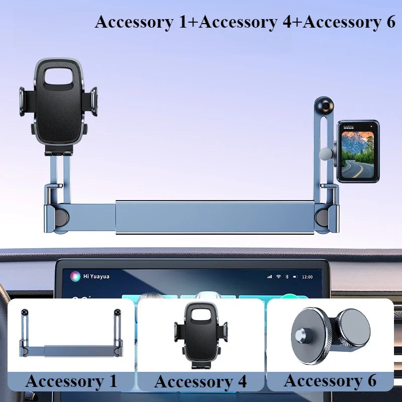 Hipacool Dual-position Car Screen Phone Holder Bracket Aluminum Alloy Adjustable for Tesla Model 3 Highland Y Car Accessories